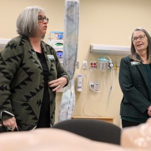 Susan Lynch (left) and Susan McLennon in the School of Nursing's simulation lab