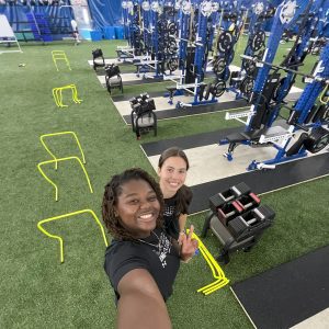 Kinesiology graduate students Jordan Middleton (left) and Lila Scire