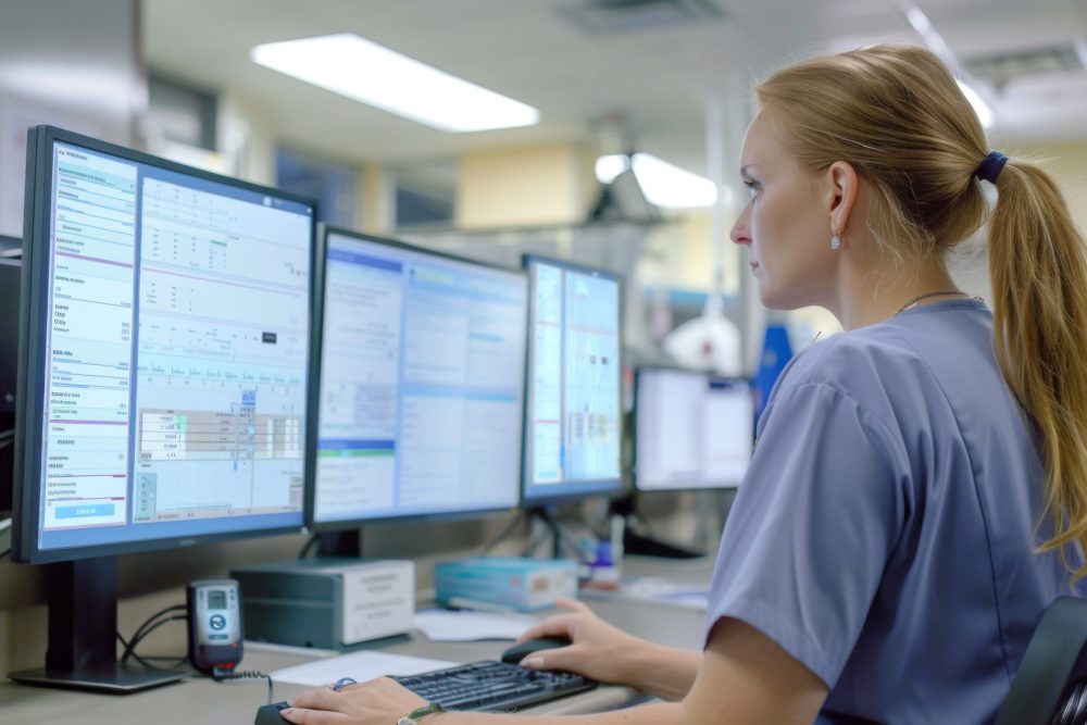 Nurse working on a computer