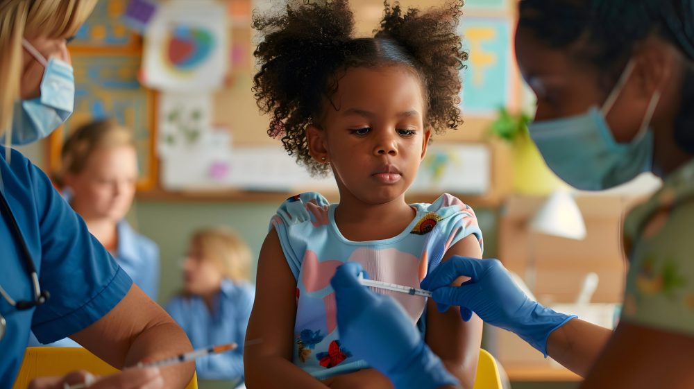 Female child getting a shot