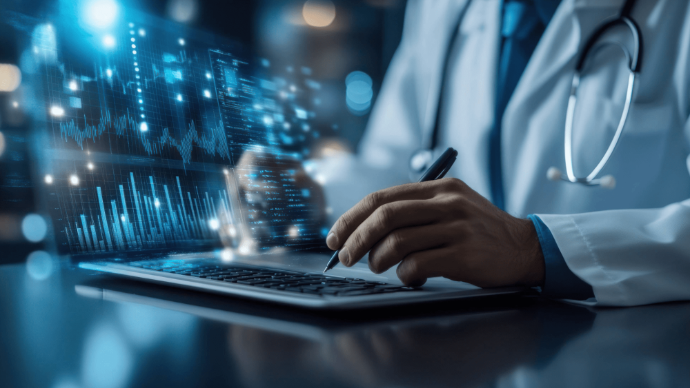 AI Image of a doctor working with an IPAD
